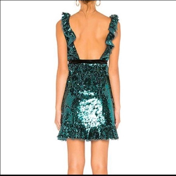 Free People Siren Green Sequins Mini Dress Size 12 - Picture 8 of 8